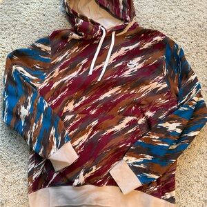 Nike Men's Hoodie in Blue, Brown, and Cream